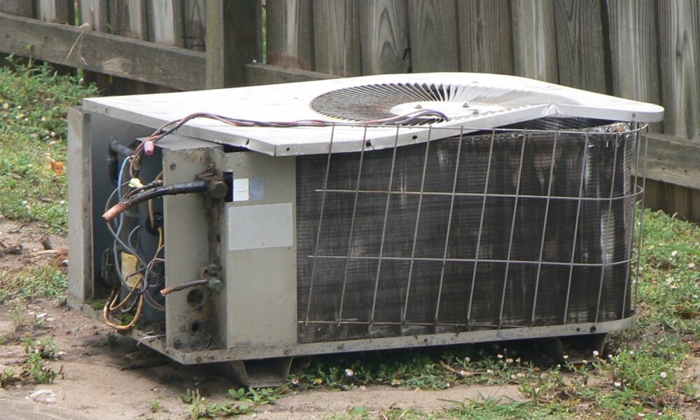 old damaged air conditioner