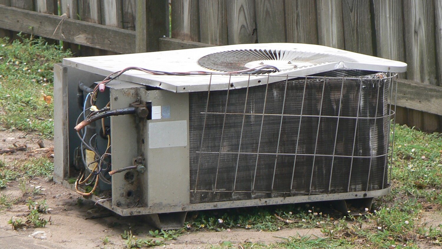 old damaged air conditioner