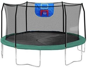 Skywalker Jump N’ Dunk Basketball Enclosure Net Trampoline, 15-Feet