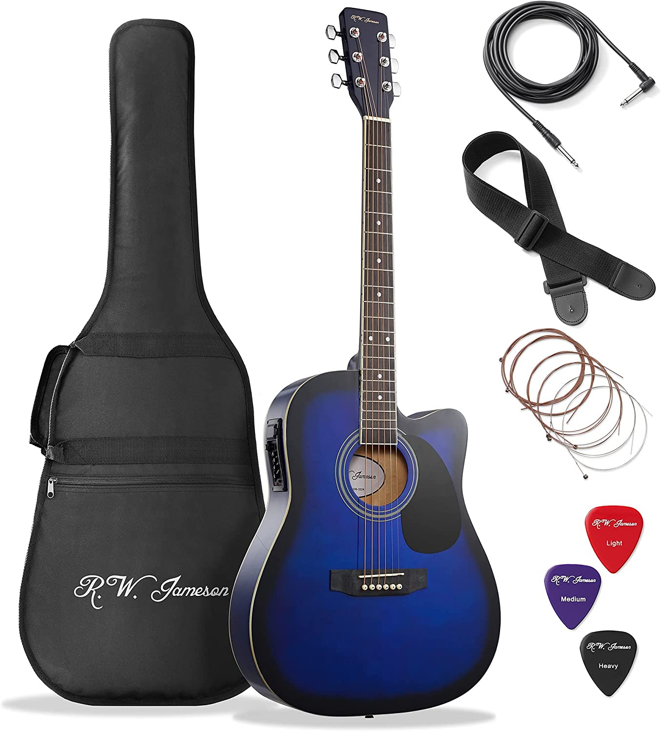 Jameson Guitars Thinline Adjustable Bridge Acoustic Guitar