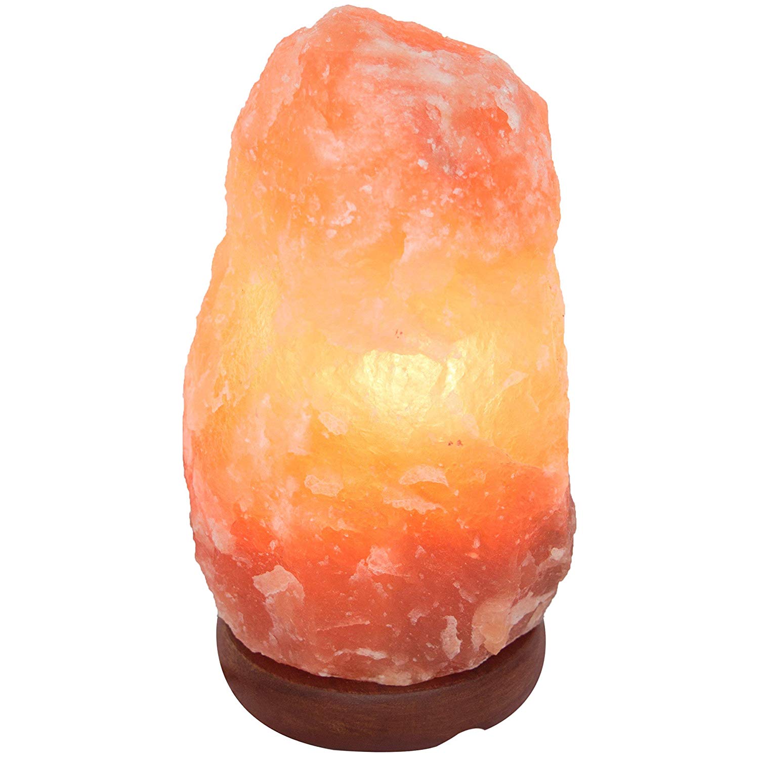 Keraiz Highest Quality Himalayan Pink Rock Salt Lamp with Bulb and Cable 2-3KG/ Secure Wooden Base/Iodized Mineral Extracts/Natural Relaxing Lighting Home Decor. 