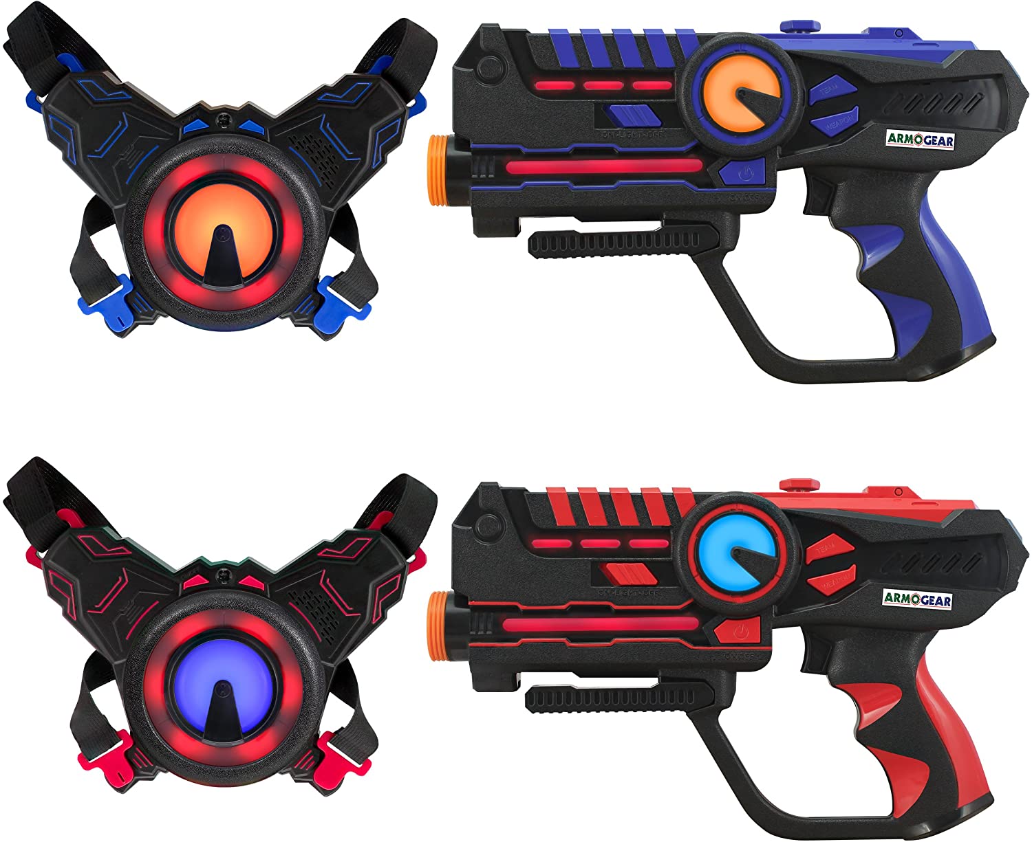 Pack of 4 Laser Tag Guns and Vests Blasters Laser Battle Game Toy Boy Girl Gift 