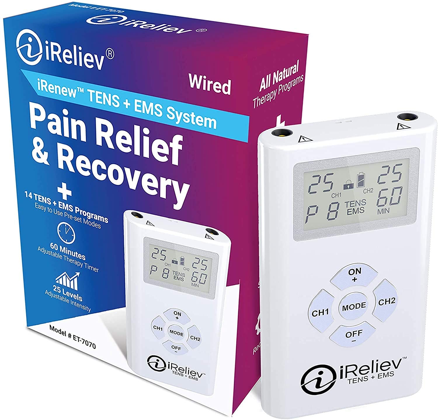 iReliev 2-In-1 Recovery Tens Unit Muscle Stimulator