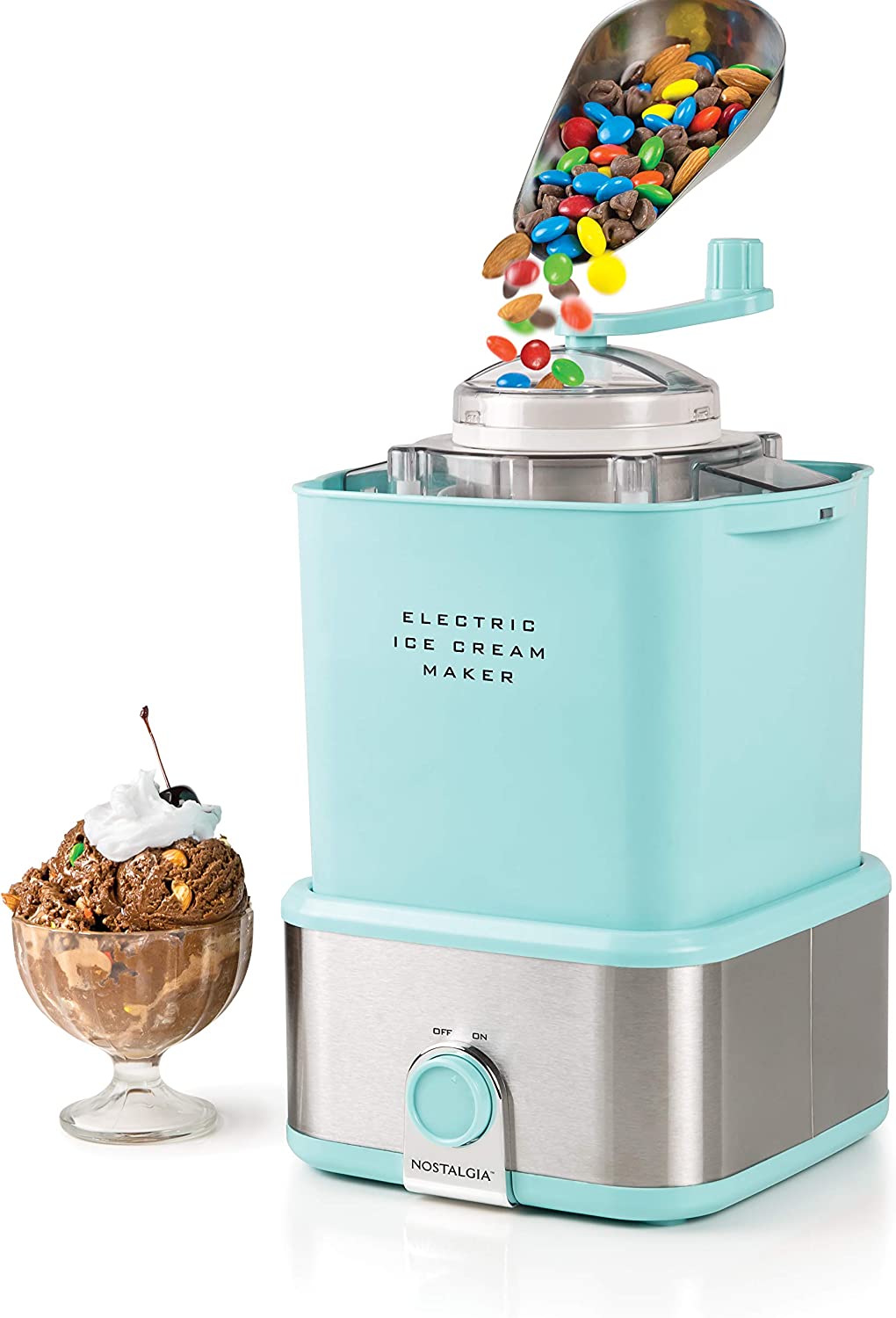 Nostalgia Detachable Bucket Ice Cream Maker, 2-Quart