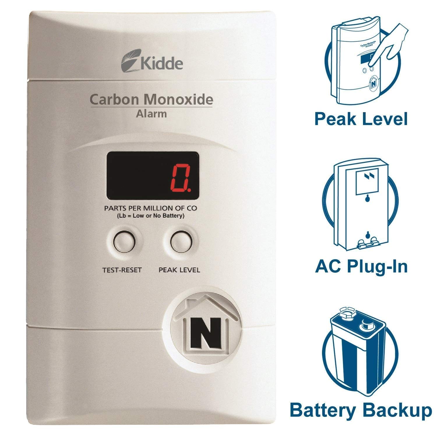 Kidde Nighthawk AC Plug-in Operated Carbon Monoxide Alarm with Digital Display KN-COPP-3