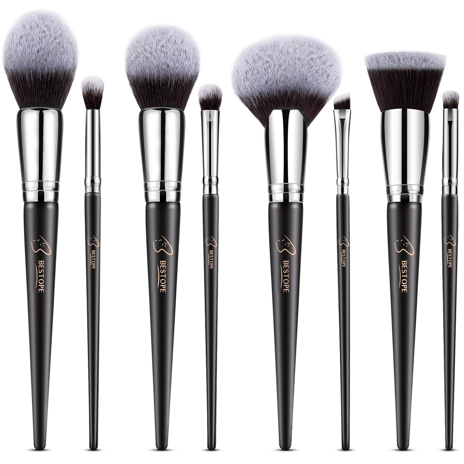 BESTOPE Tapered Handle Makeup Brushes, 8-Piece