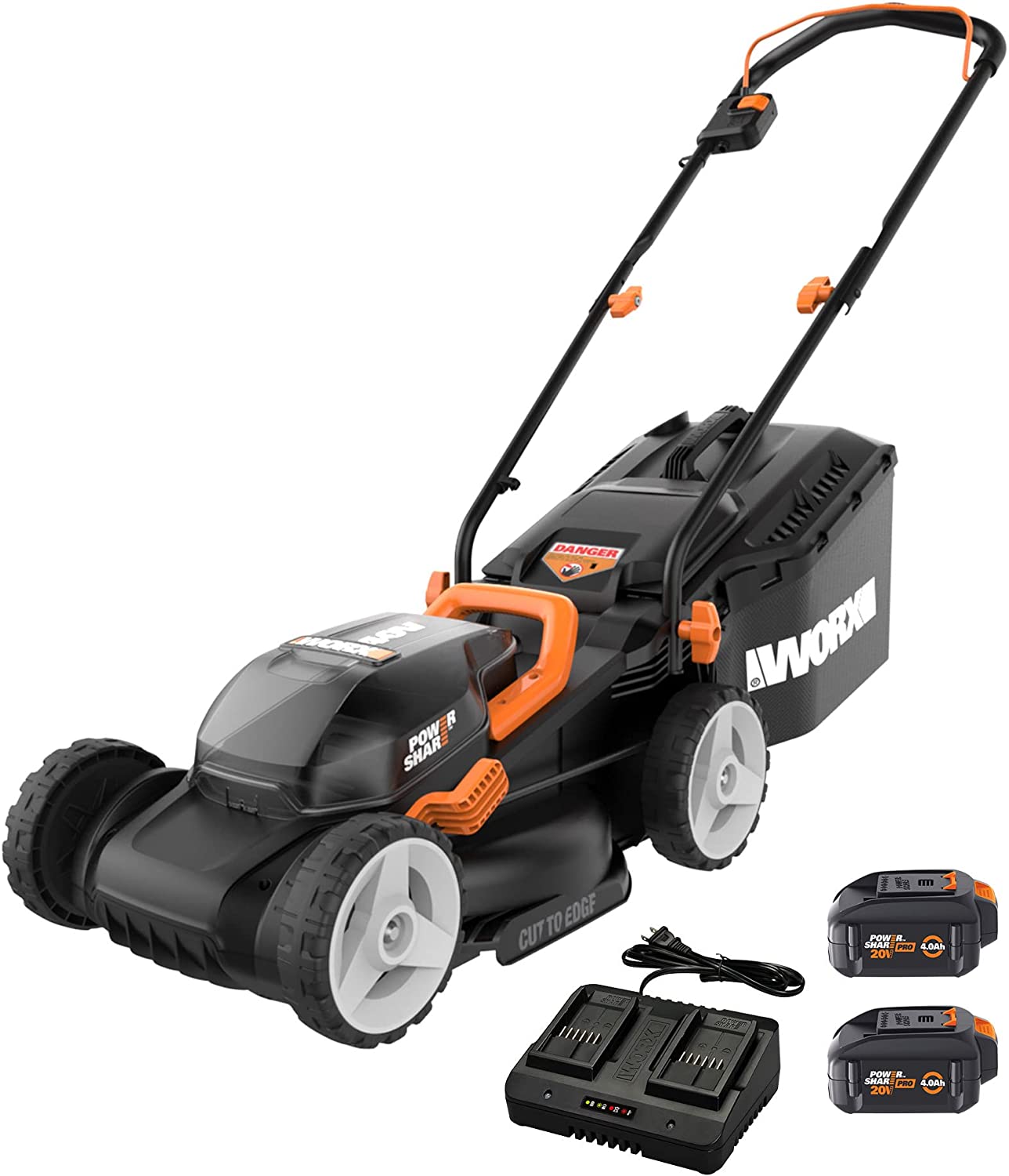 Worx Intellicut Dual Port Self-Propelled Lawn Mower, 14-Inch