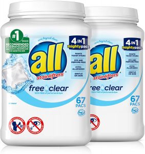 all Mighty Pacs Hypoallergenic Laundry Detergent, 2-Pack