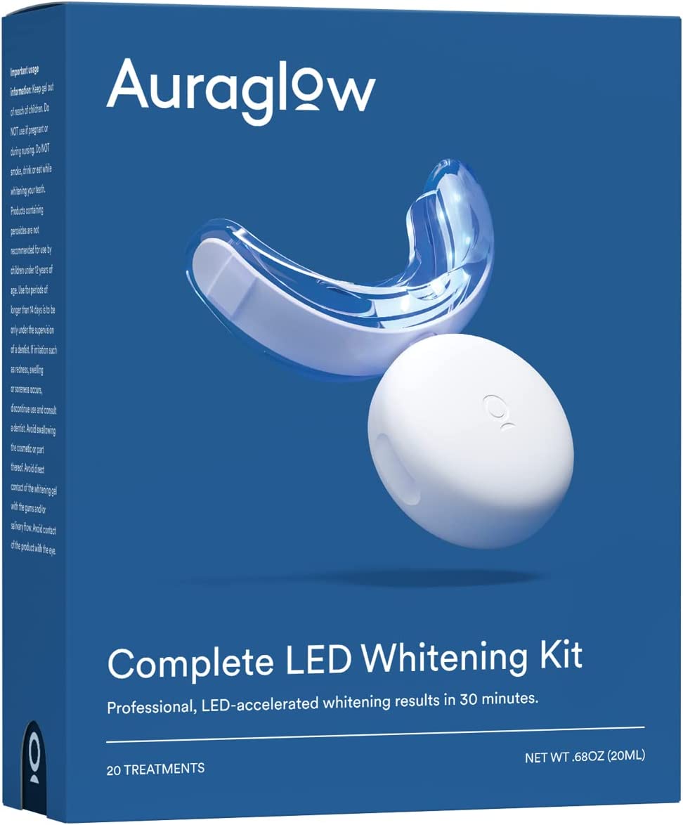 AuraGlow Deluxe Home LED Light Teeth Whitening Kit