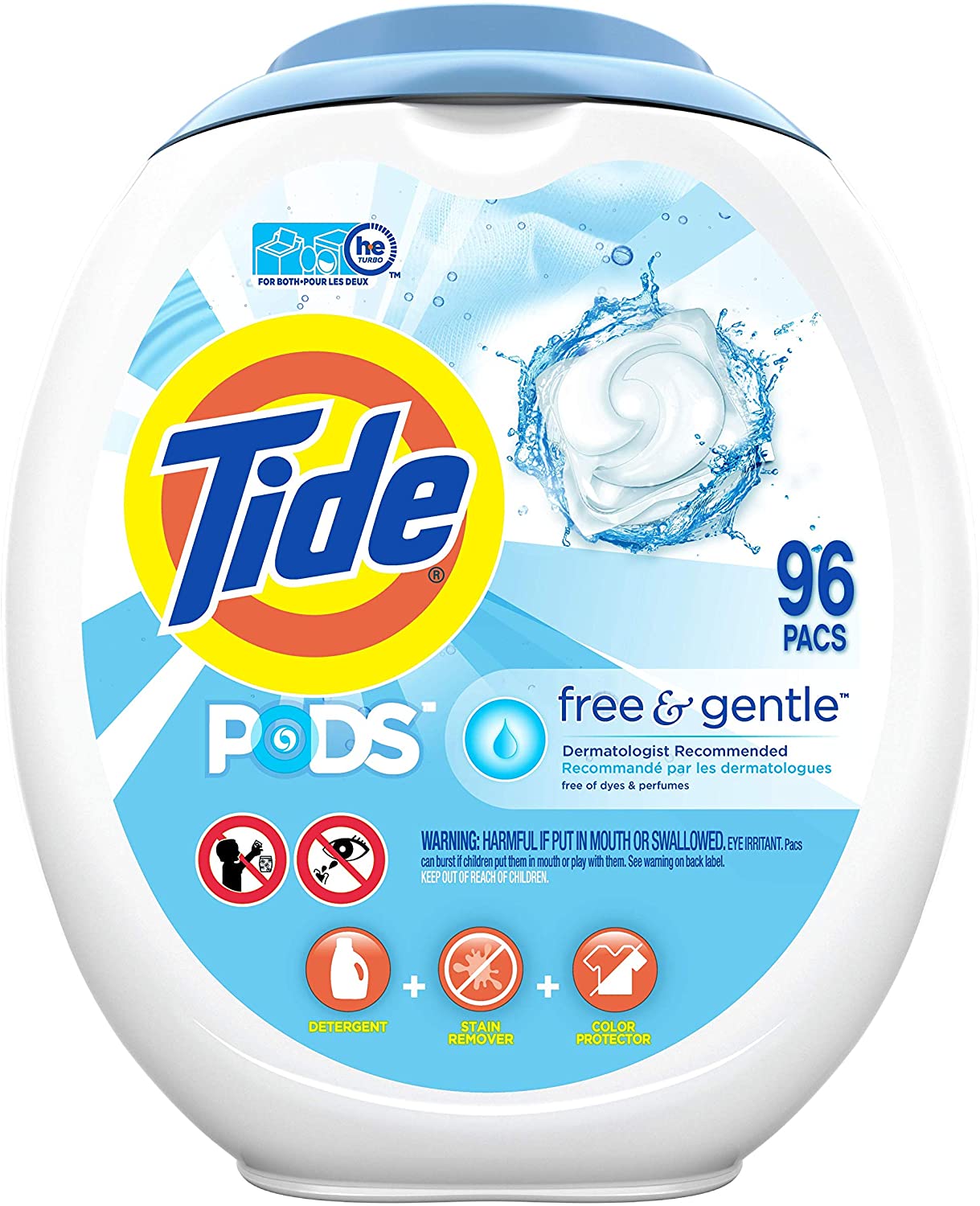 Tide Free & Gentle Dermatologist Tested Laundry Detergent Pods, 96-Count