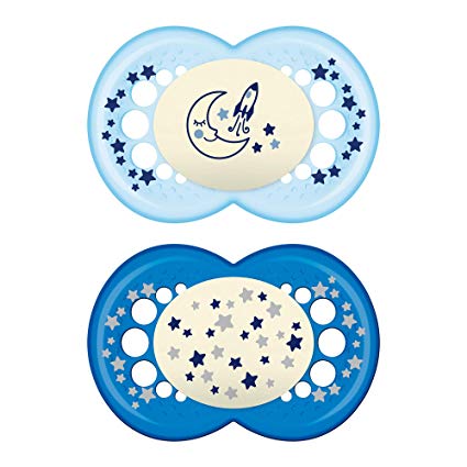 MAM Night-Time Glow Easy Sterilize Pacifiers, 2-Pack