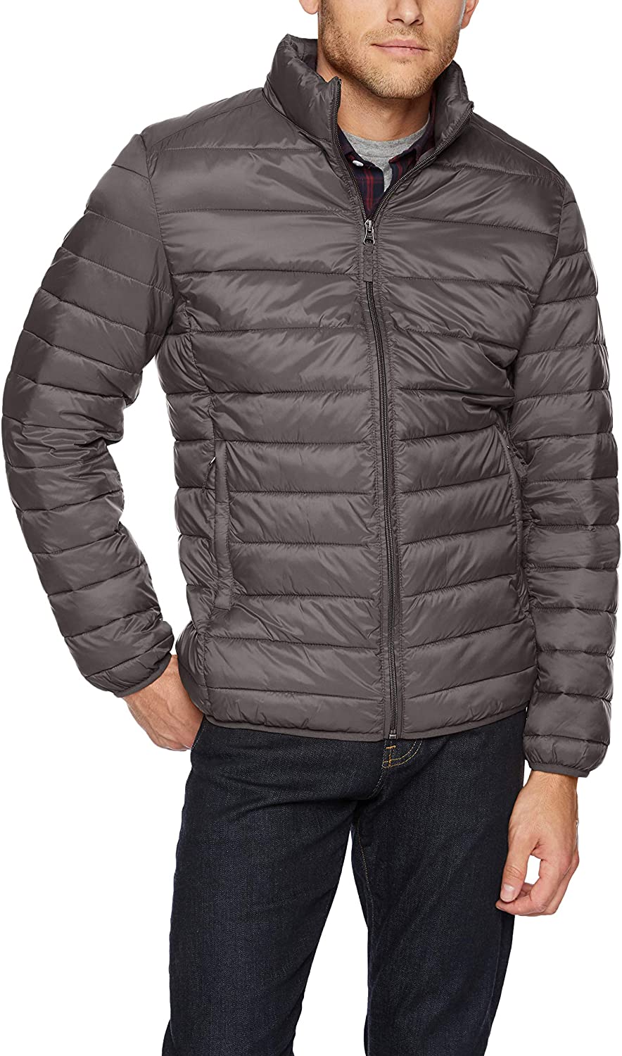 Generic Mens Stand Collar Quilted Lightweight Puffer Down Jacket Coat 