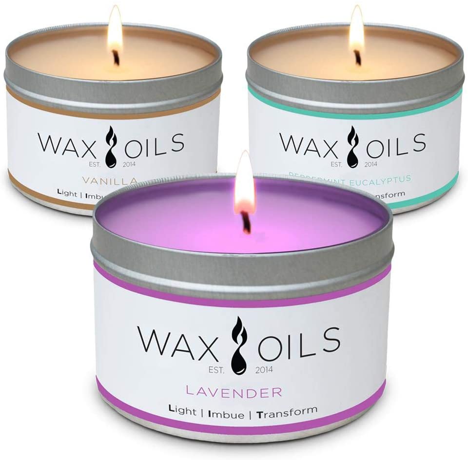 Wax & Oils Lavender, Vanilla & Peppermint Eucalyptus Aromatherapy Candle Set
