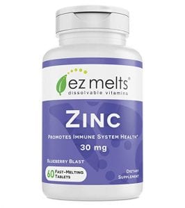 EZ Melts Blueberry Sublingual Vitamins Zinc Supplement, 60-Count