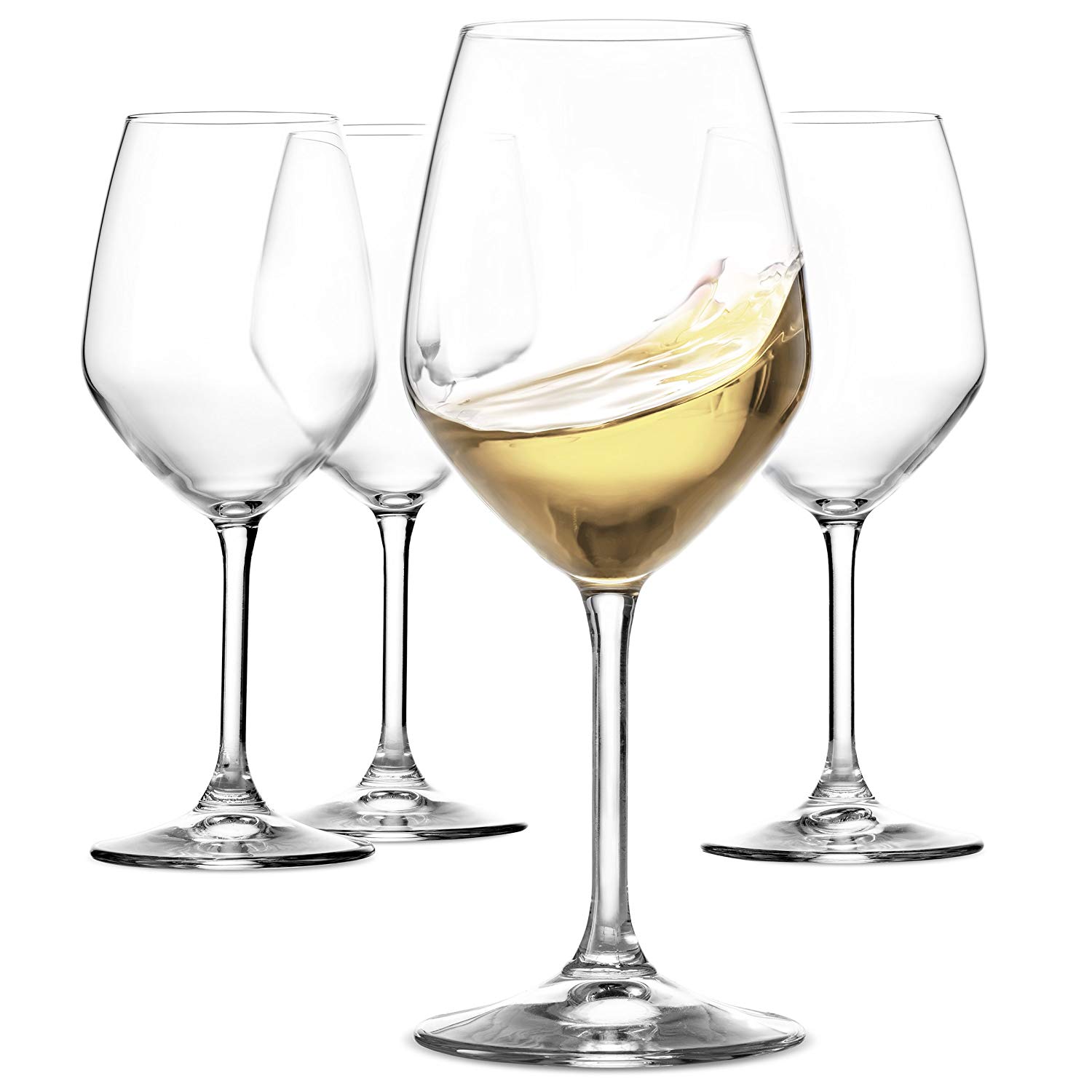 Clear/White Stylish Modern Glasses-Gift for Wedding Elegant Lead-Free Matching Drinkware for Everyday Or Entertaining Elle Decor Simone Stemless Wine Set of 4 16 oz Birthday 