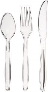 AmazonBasics Clear Plastic Cutlery Flatware Set, 1,800-Piece