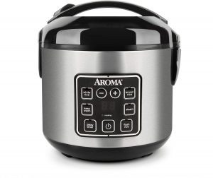 Aroma Housewares Stainless Steel Compact Rice Cooker, 8-Cup