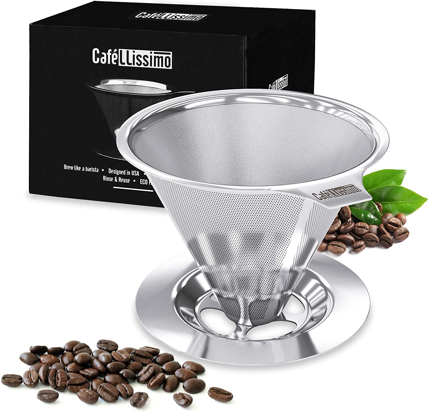 Cafellissimo Paperless Pour Over Coffee Maker, Single Serve