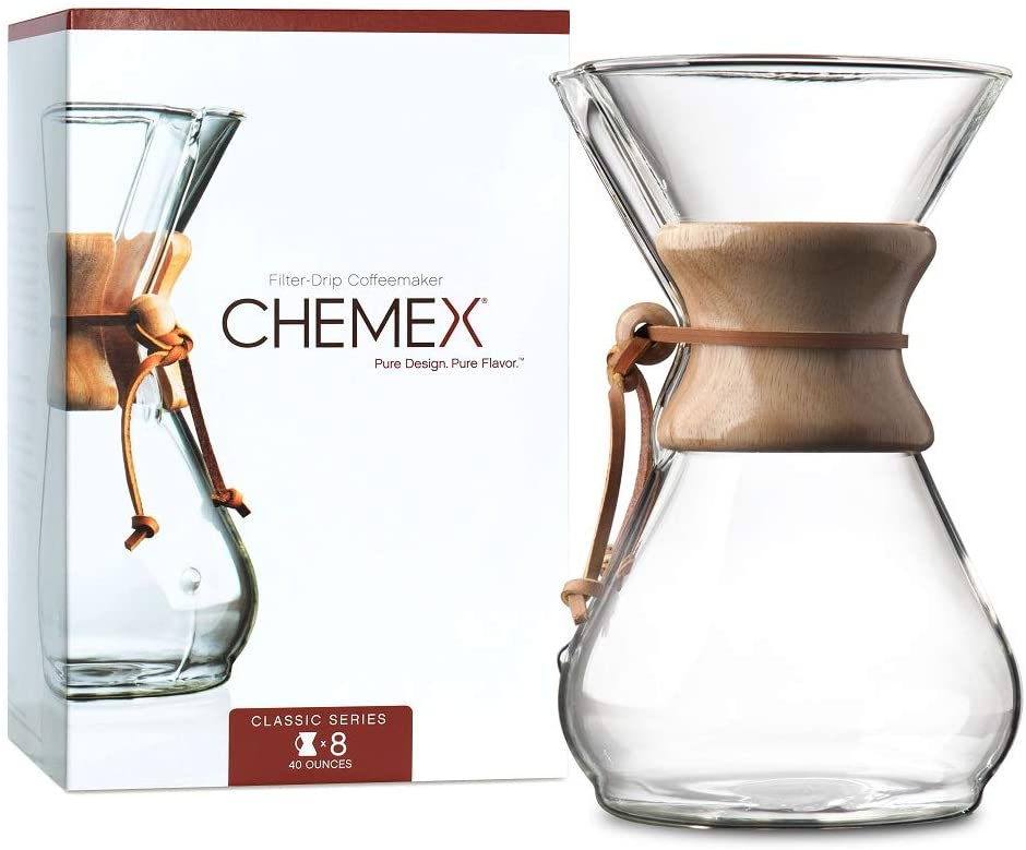 Chemex Classic Series Glass Pour-Over Coffee Maker, 8-Cup