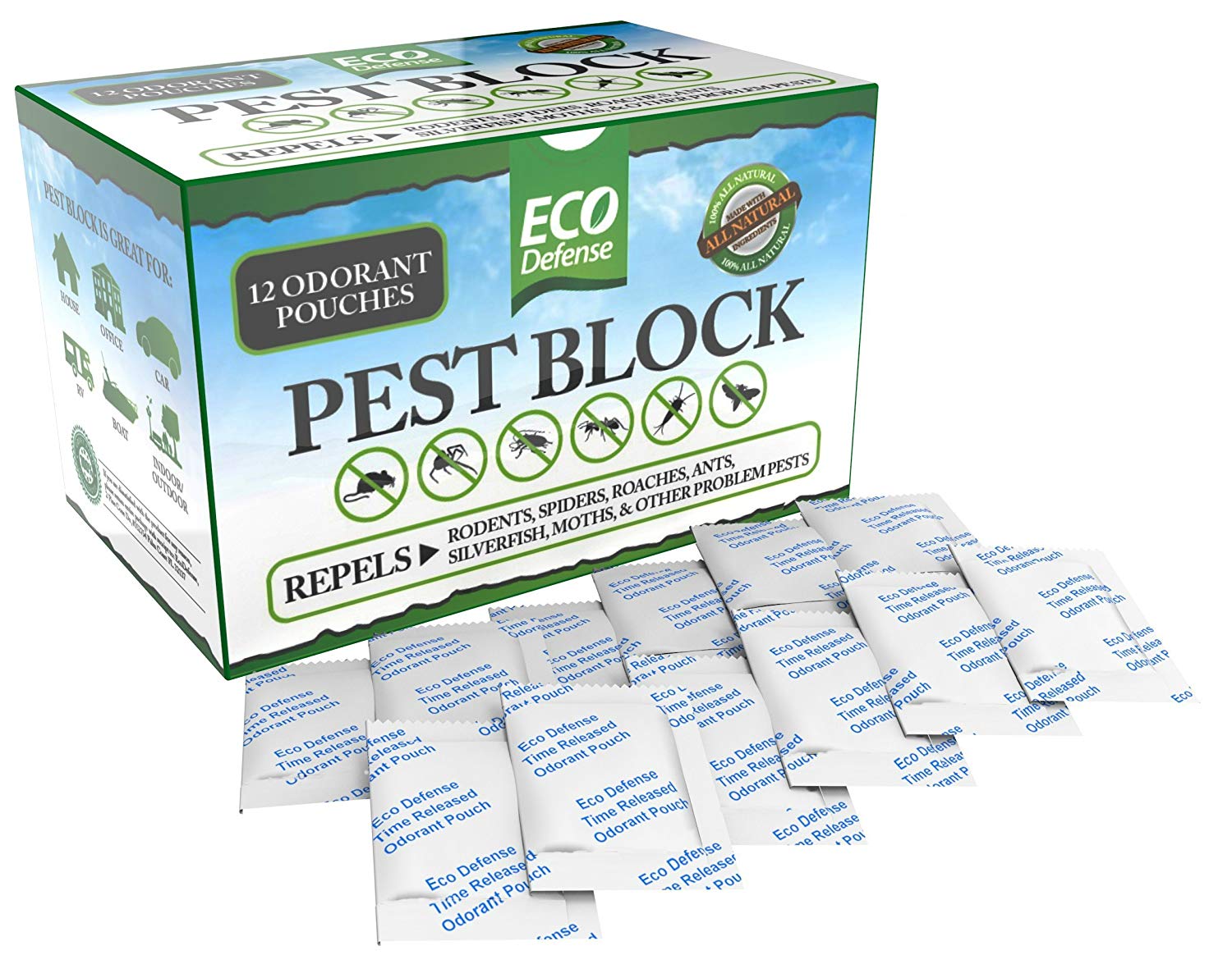 Eco Defense Long-Lasting Pouches Indoor & Outdoor Pest Deterrent, 10-Pack