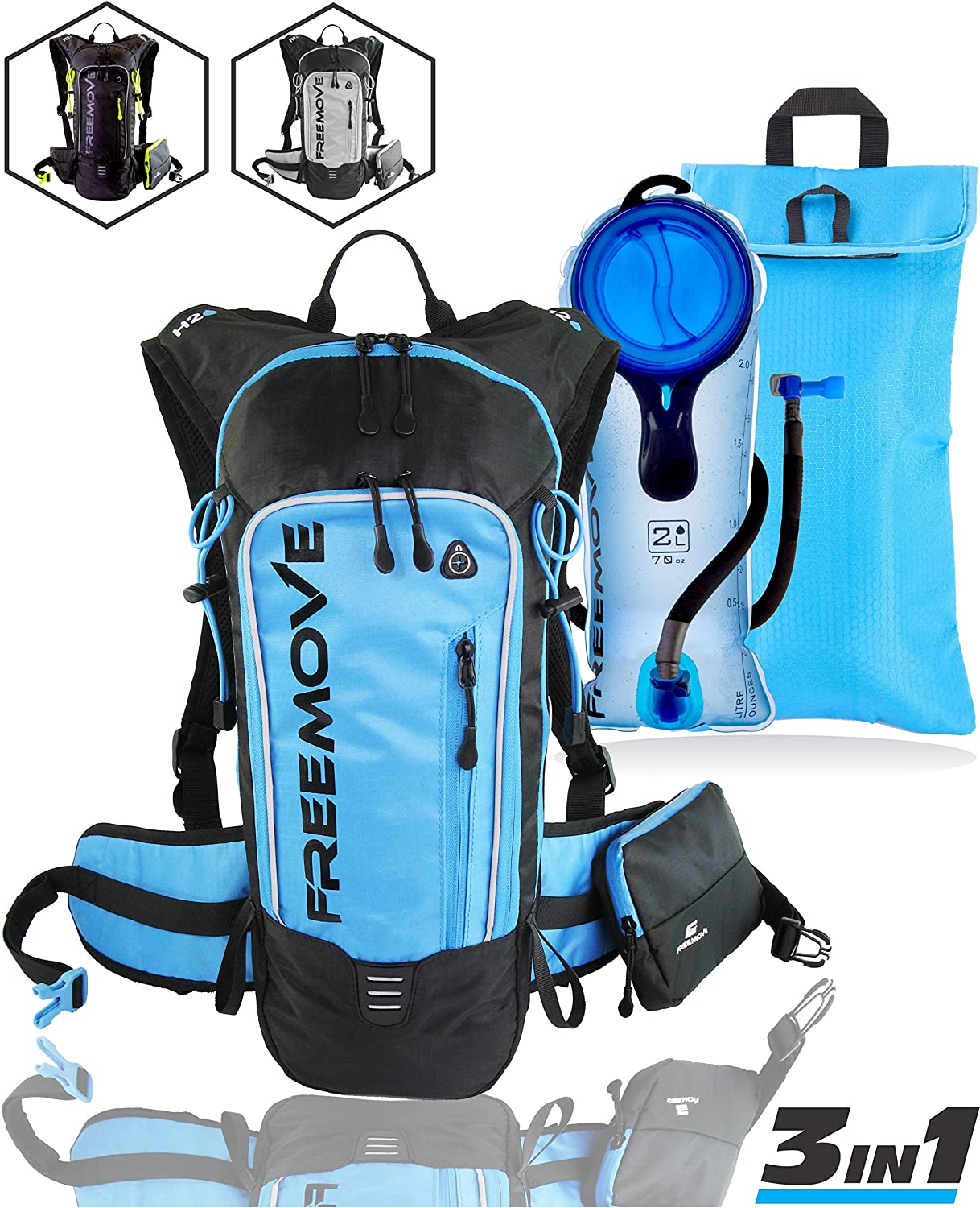 MTB Cycling… FREEMOVE Hydration Pack Backpack Running Water Stays Cool 5 Hours with 2L Hydration Bladder and Cooler Bag  for Hiking