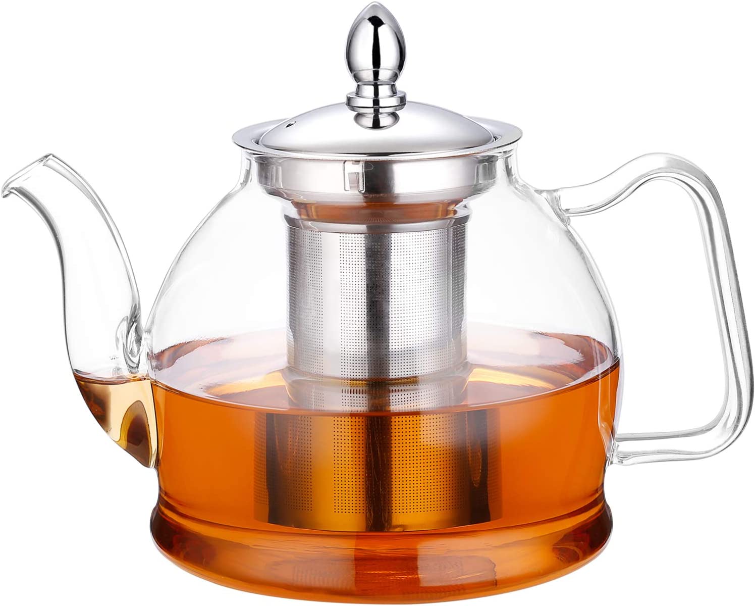 Hiware Borosilicate Glass Clear Tea Kettle, 1-Liter