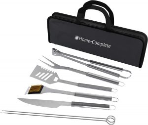 Home-Complete Portable Barbecue Grill Tool Set, 7-Piece
