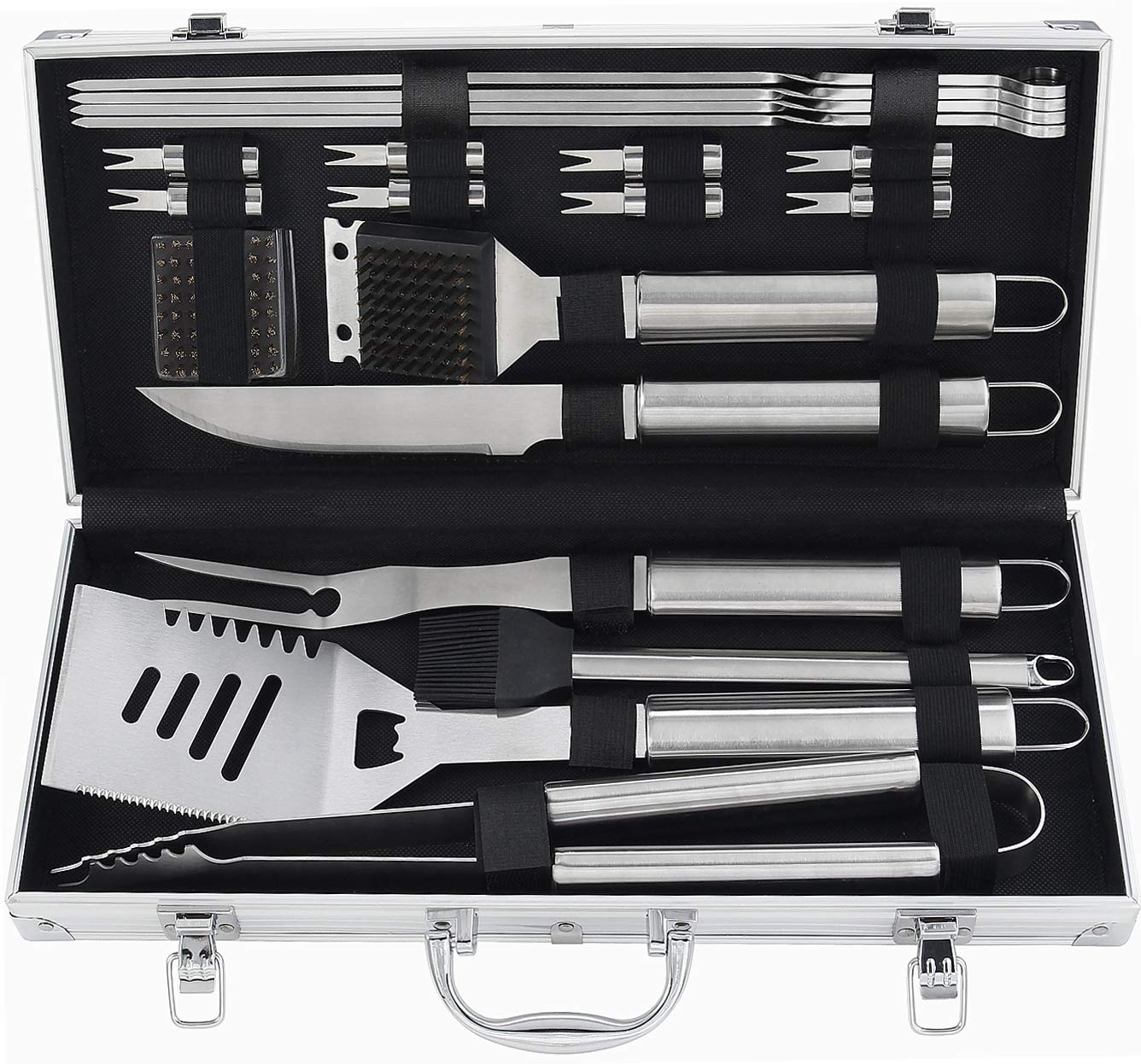 Poligo User Friendly Stainless Steel Barbecue Grill Tools Set, 22-Piece