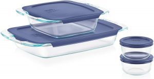 Pyrex Easy Grab Glass Anti-Spill Food Storage Cookware Set, 8-Piece