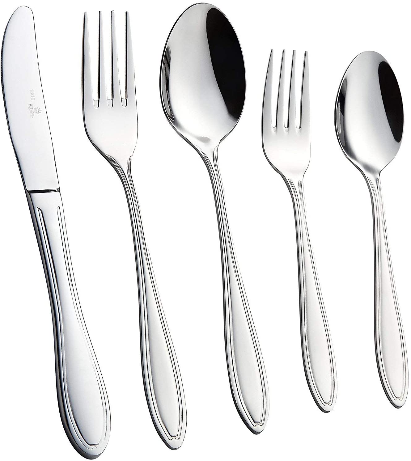 Royal Silverware Stainless Steel Mirror Polished Cutlery Flatware Set, 20-Piece