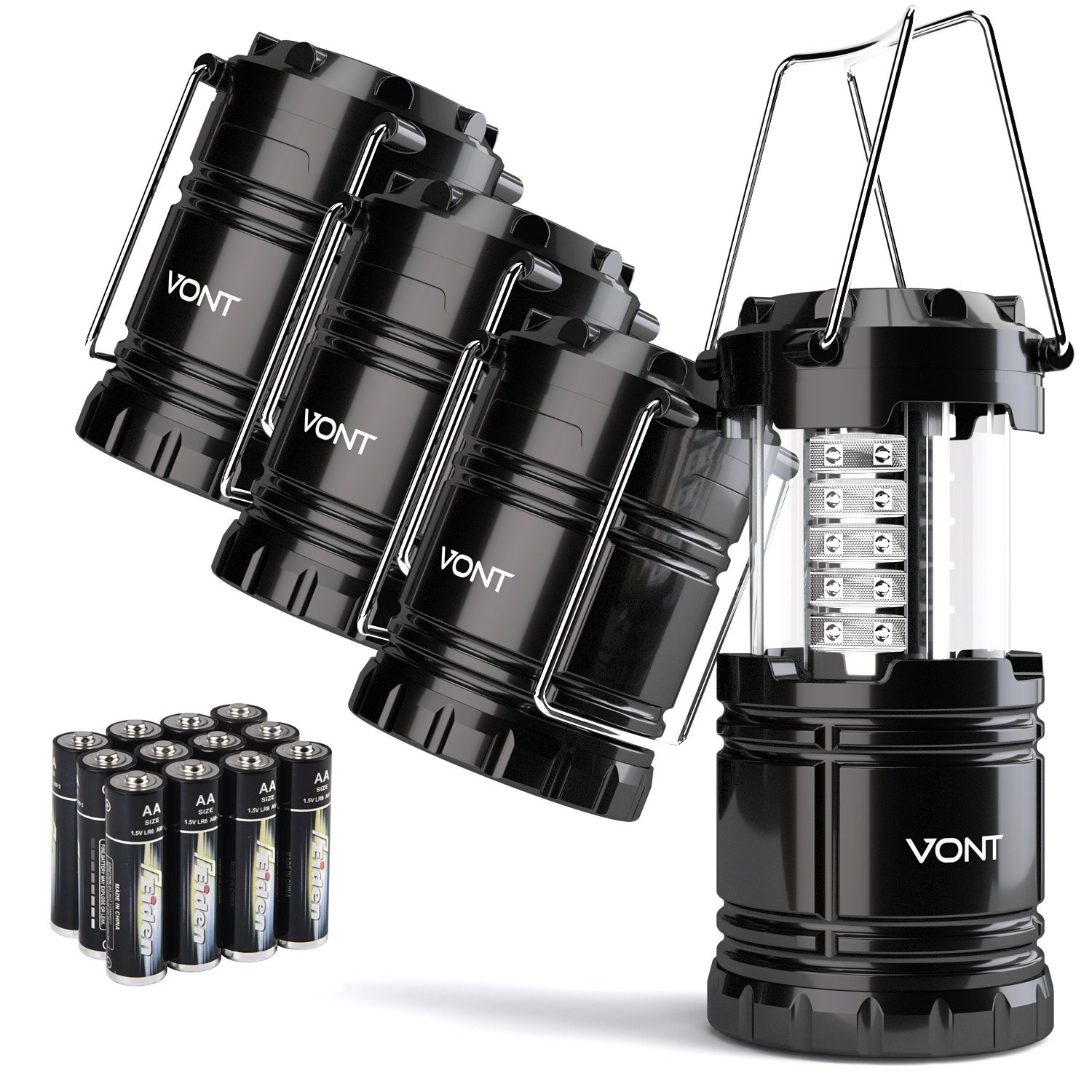 Vont Battery-Powered Waterproof Camping Lantern, 4-Pack