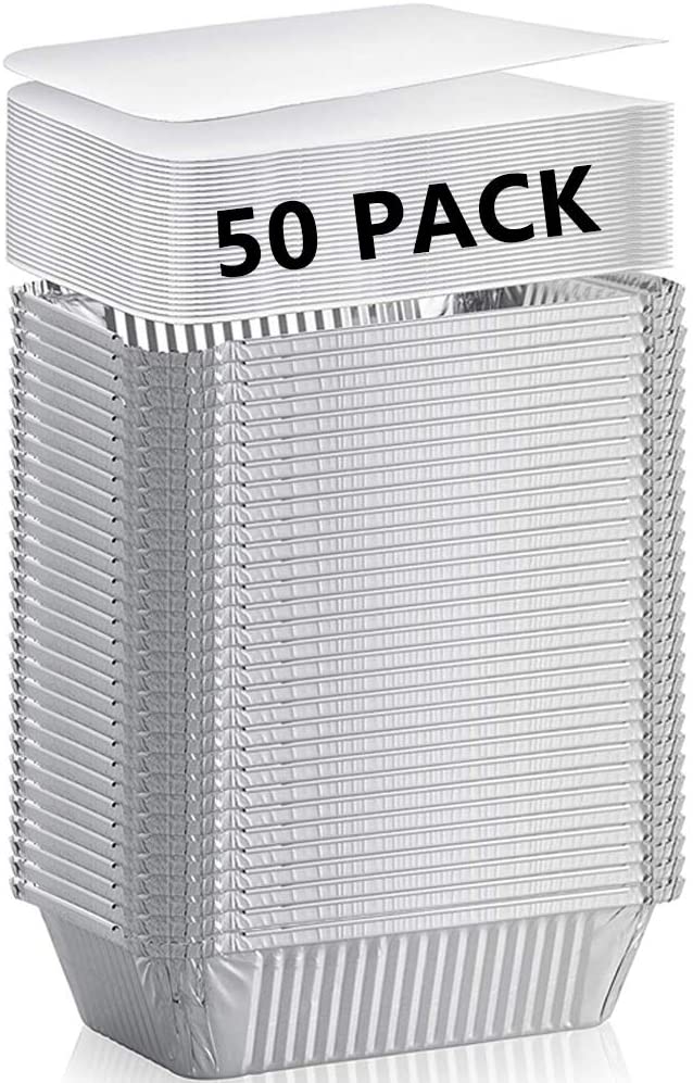 XIAFEI Aluminum Rectangular Foil Disposable Cookware, 50-Pack