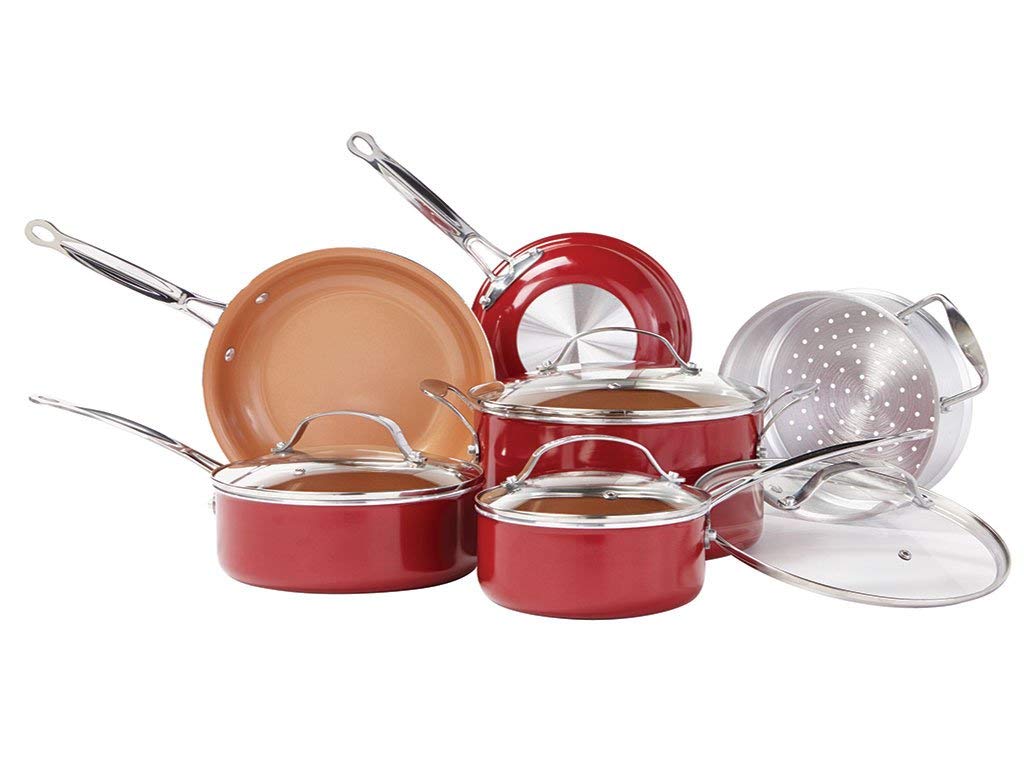BulbHead Non-Toxic Oven-Safe Ceramic Cookware Set, 10-Piece