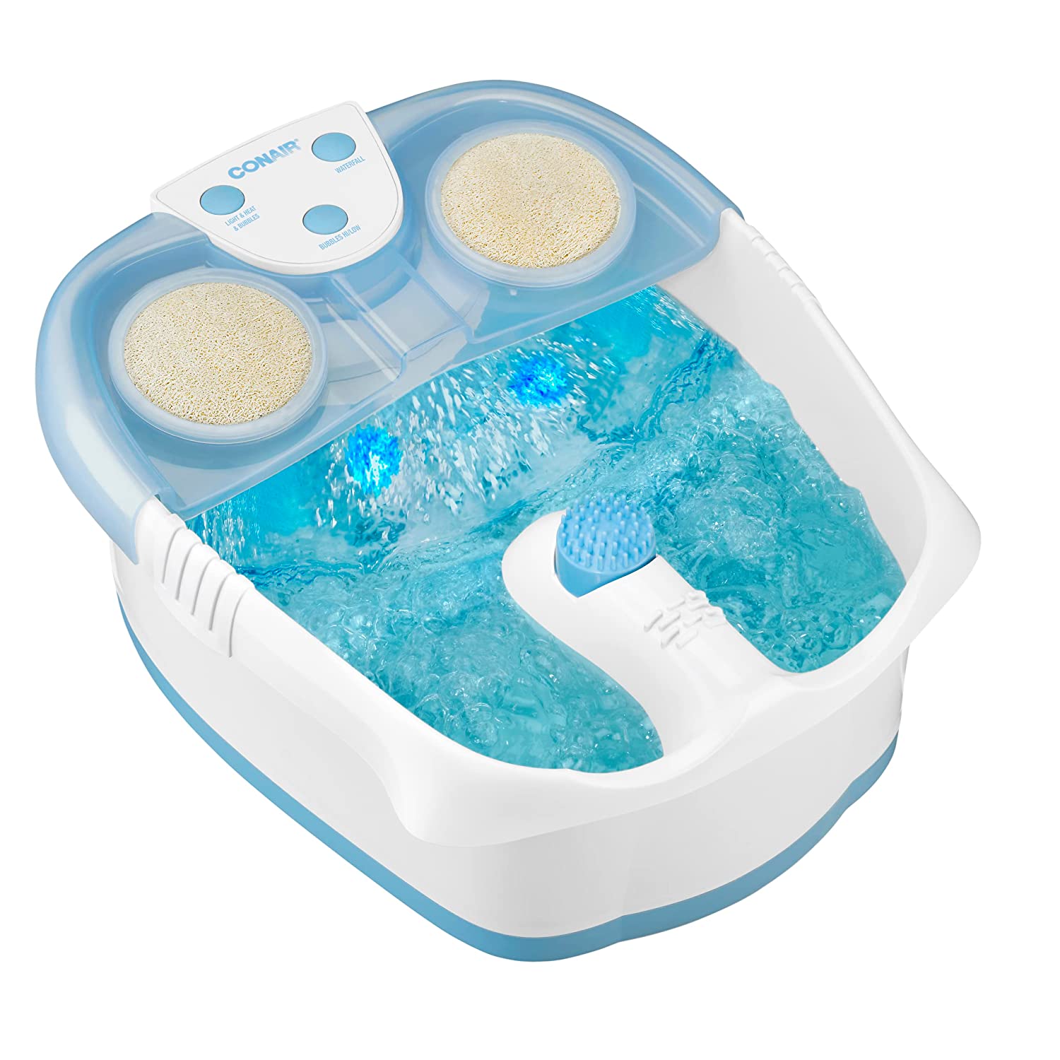 Conair Active Life Waterfall Foot Spa with Lights and Bubbles, Blue