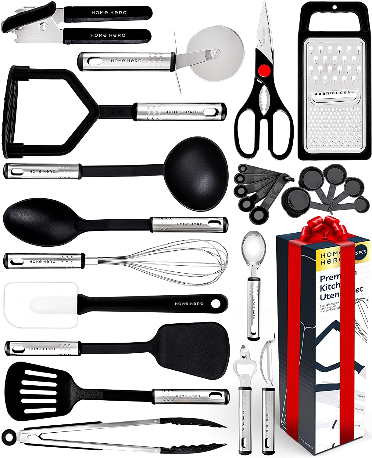 Home Hero Non-Scratching Kitchen Set With Spatula, 25-Piece