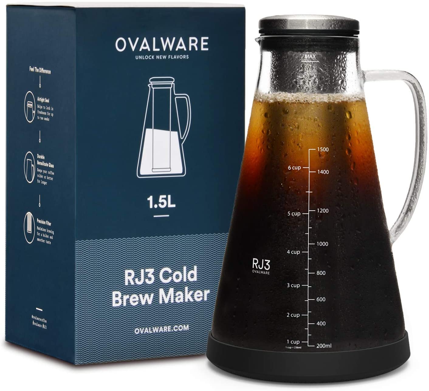 Ovalware RJ3 Full Flavored Iced Tea Maker, 1.6-Quart