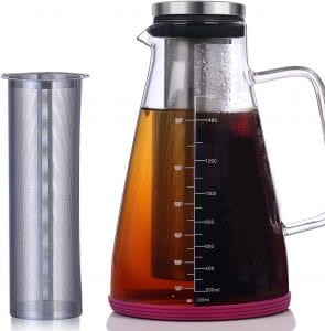 Tartek Silicon Base Cold Brew Iced Tea Maker, 1.5-Liter