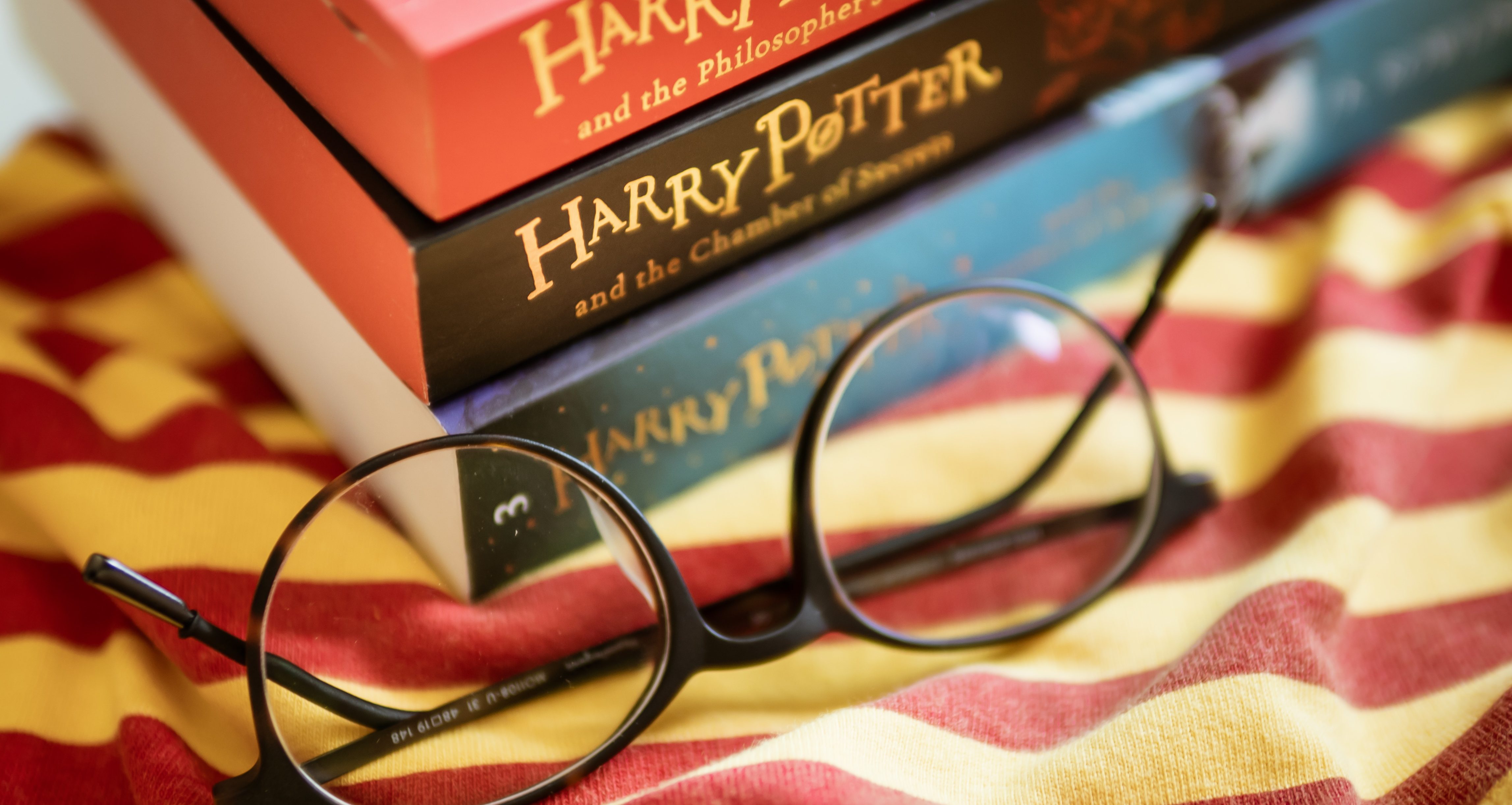 Harry Potter books and glasses