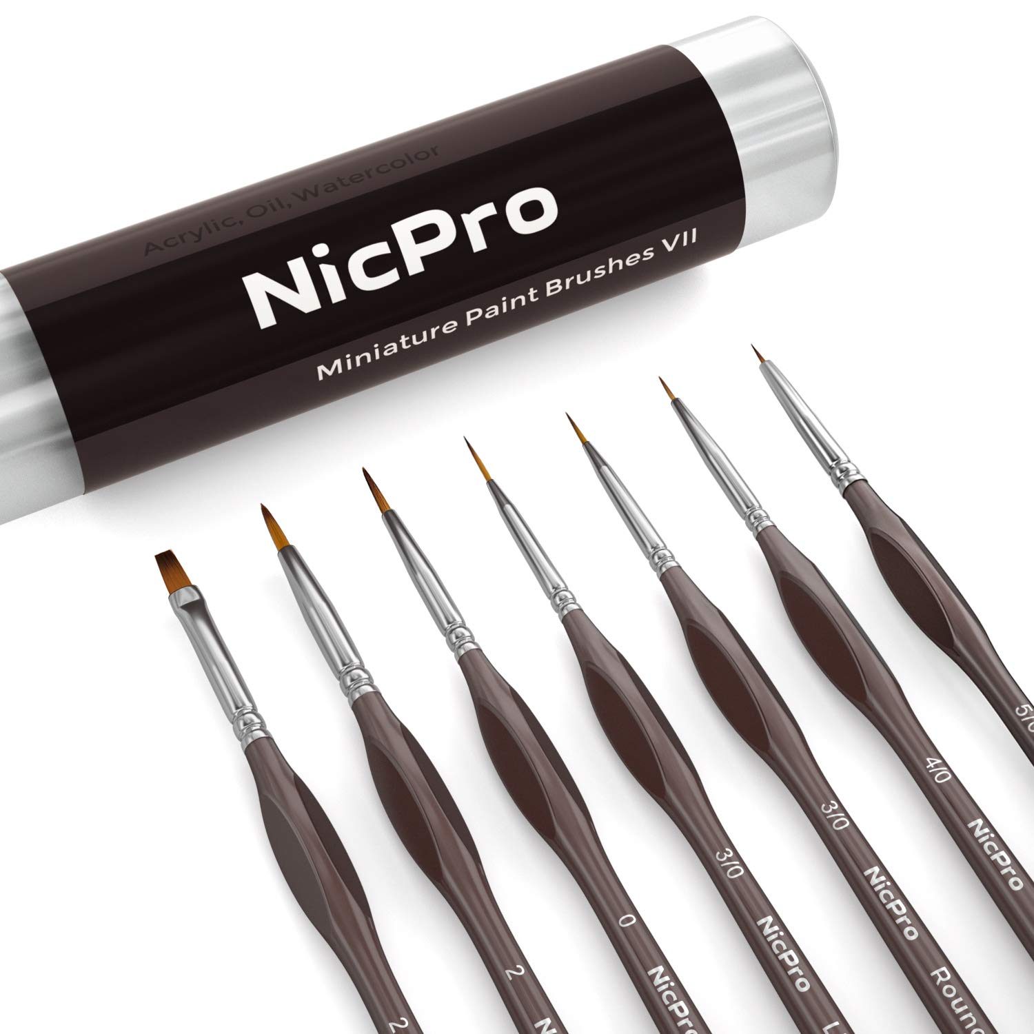 Nicpro Easy Clean Detail Paint Brushes, 7-Piece