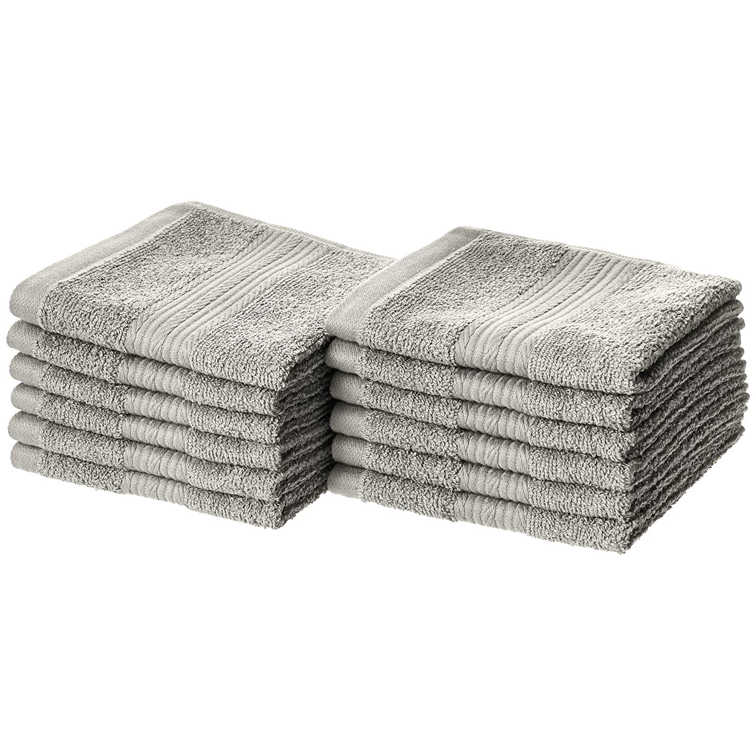 AmazonBasics Fade-Resistant Cotton Washcloths, 12 Pack