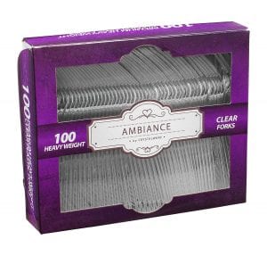 Ambiance By Crystalware Classic Cutlery Plastic Utensils, 100-Piece