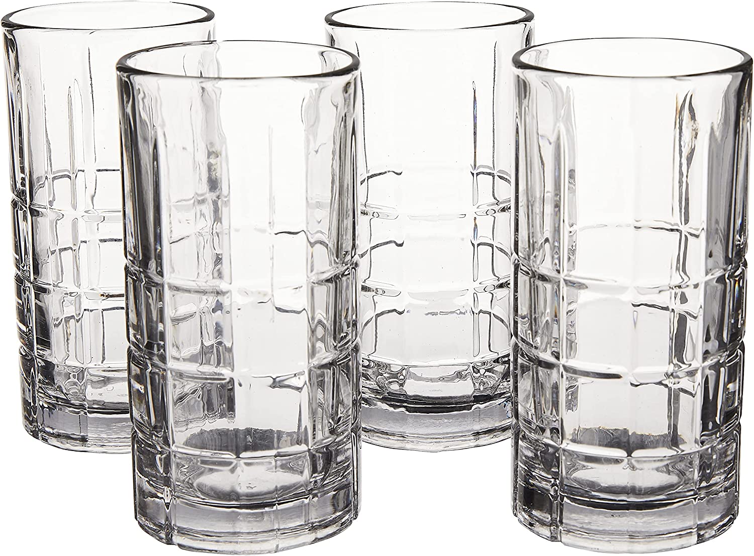 Le'raze Set of 16 Heavy Base Ribbed Durable Drinking Glasses Includes 8  Cooler Glasses (17oz)