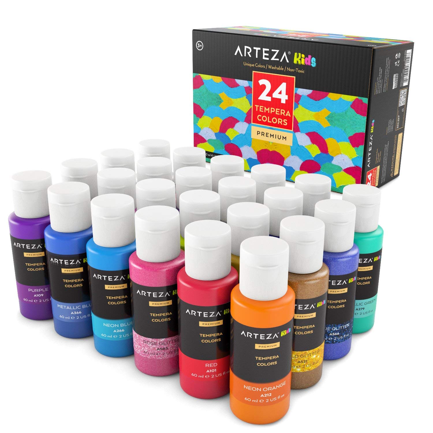 ARTEZA Kids Tempera Paint, 24 ct