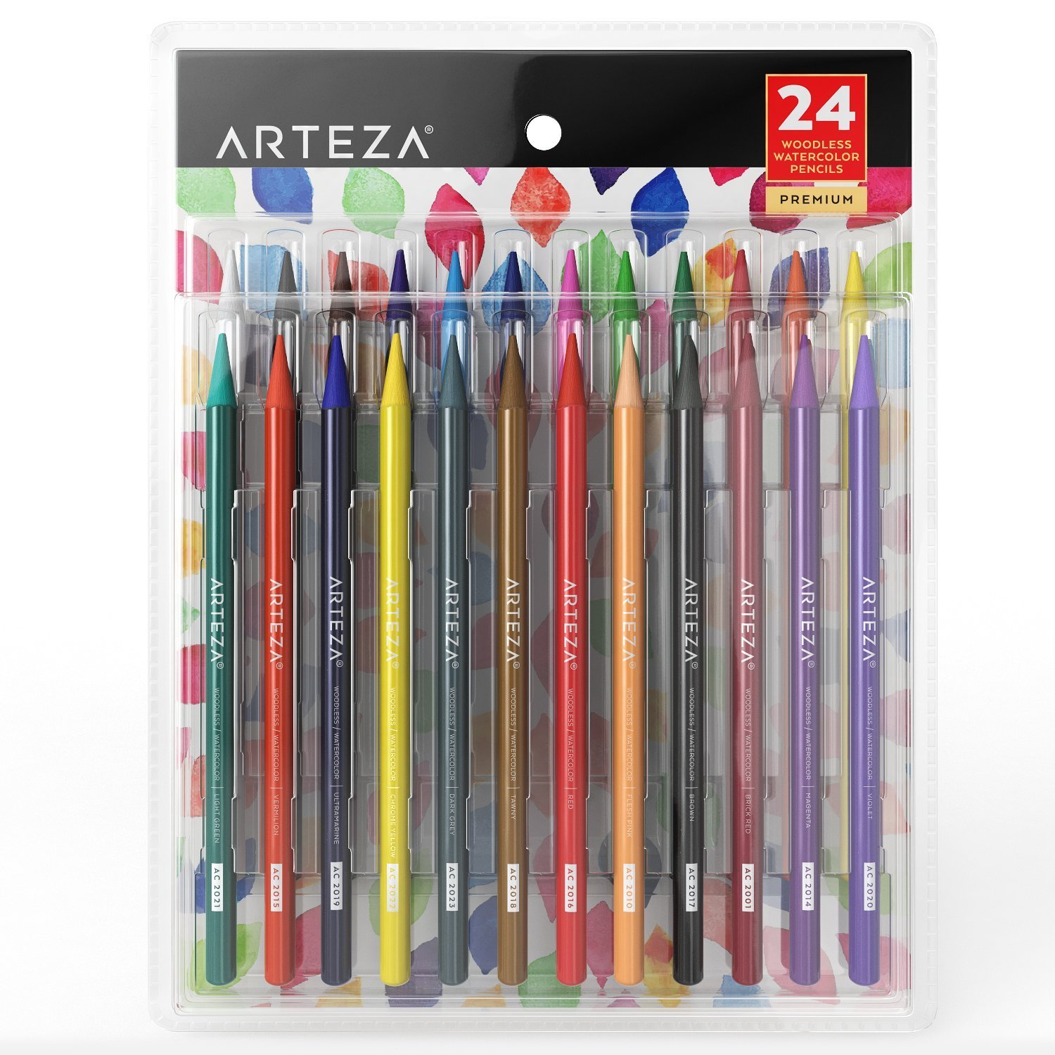 Arteza High-Density Woodless Watercolor Pencil Set, 24-Count