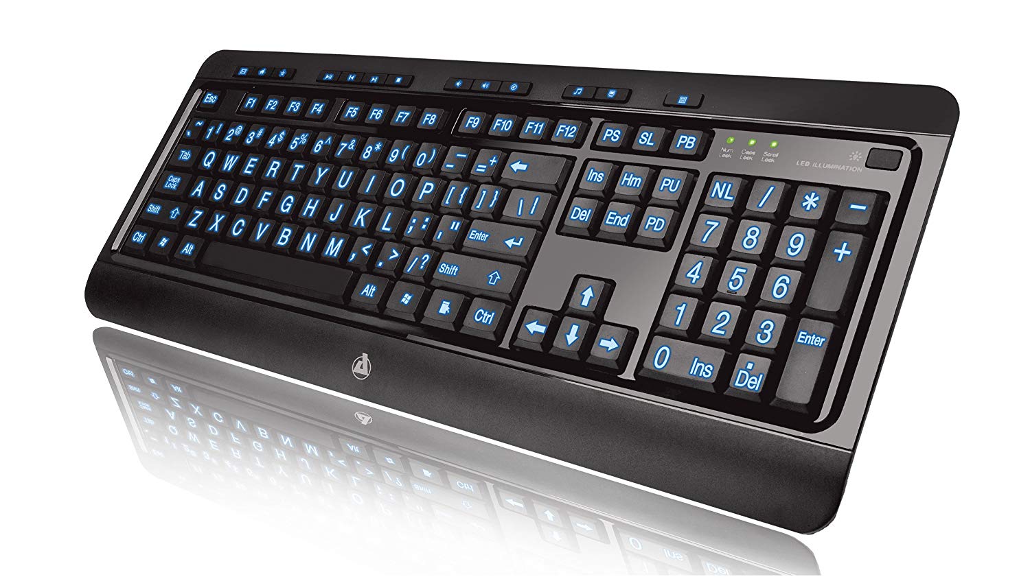 Azio Large Print Tri-Color Backlit Wired Keyboard