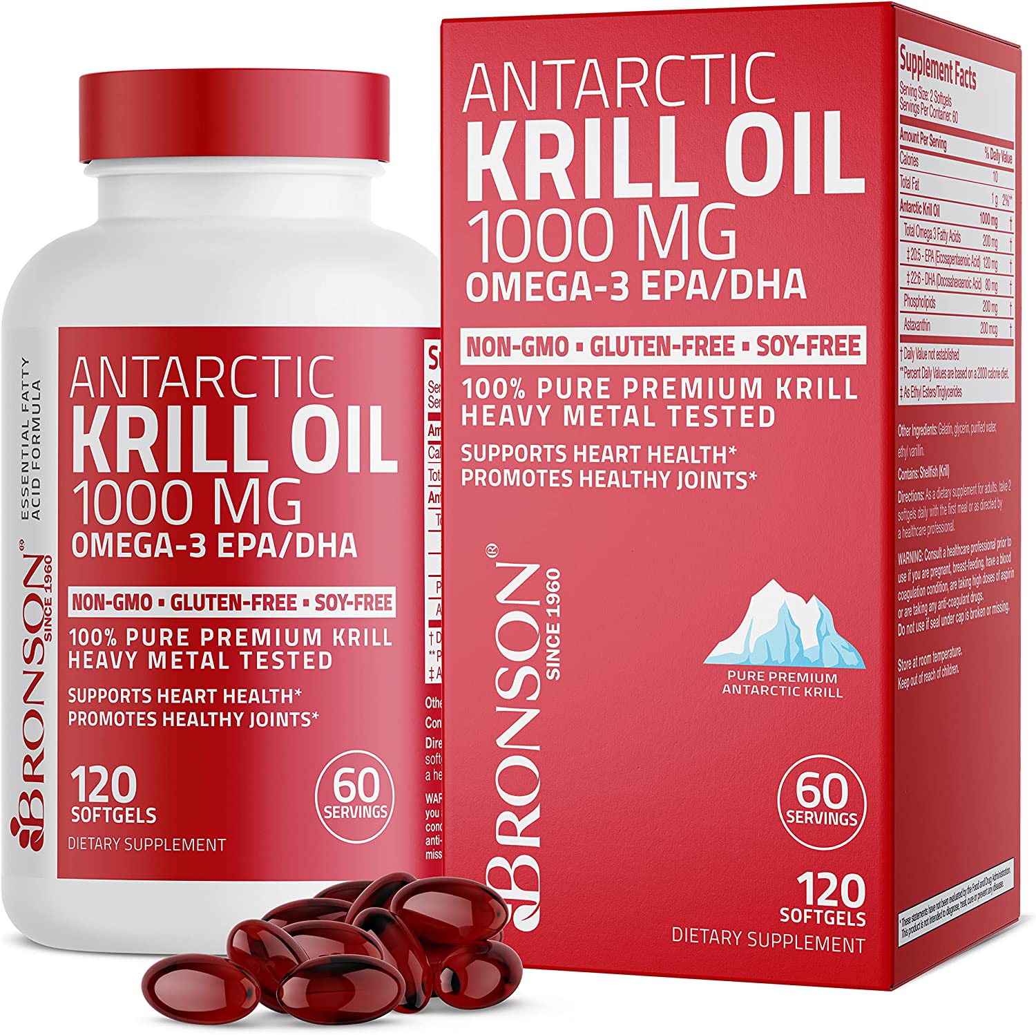 Bronson Non-GMO Healthy Heart Krill Oil, 1000mg
