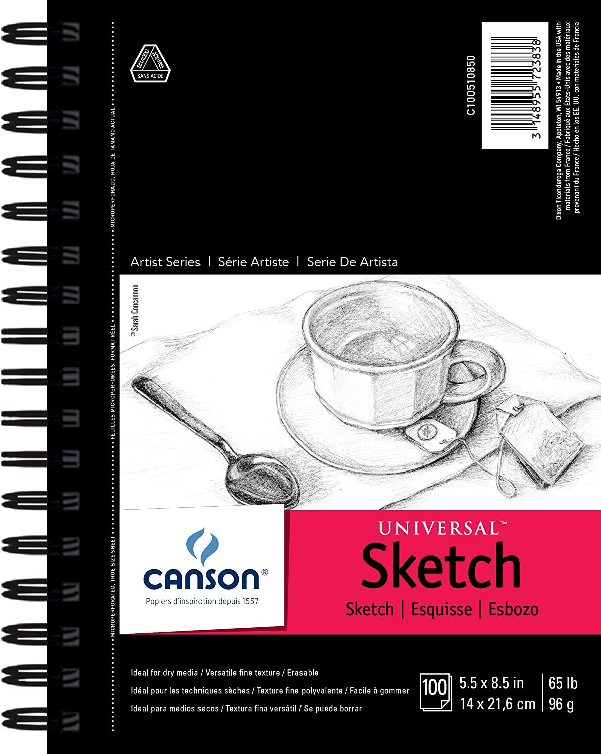 Canson Artist Series Recycled Paper Sketch Book, 100-Page