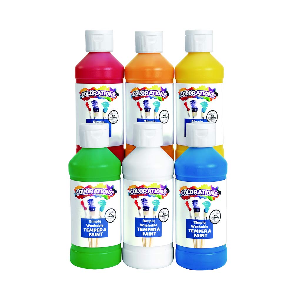 Colorations Simply Washable Tempera Paint For Kids, 6-Count
