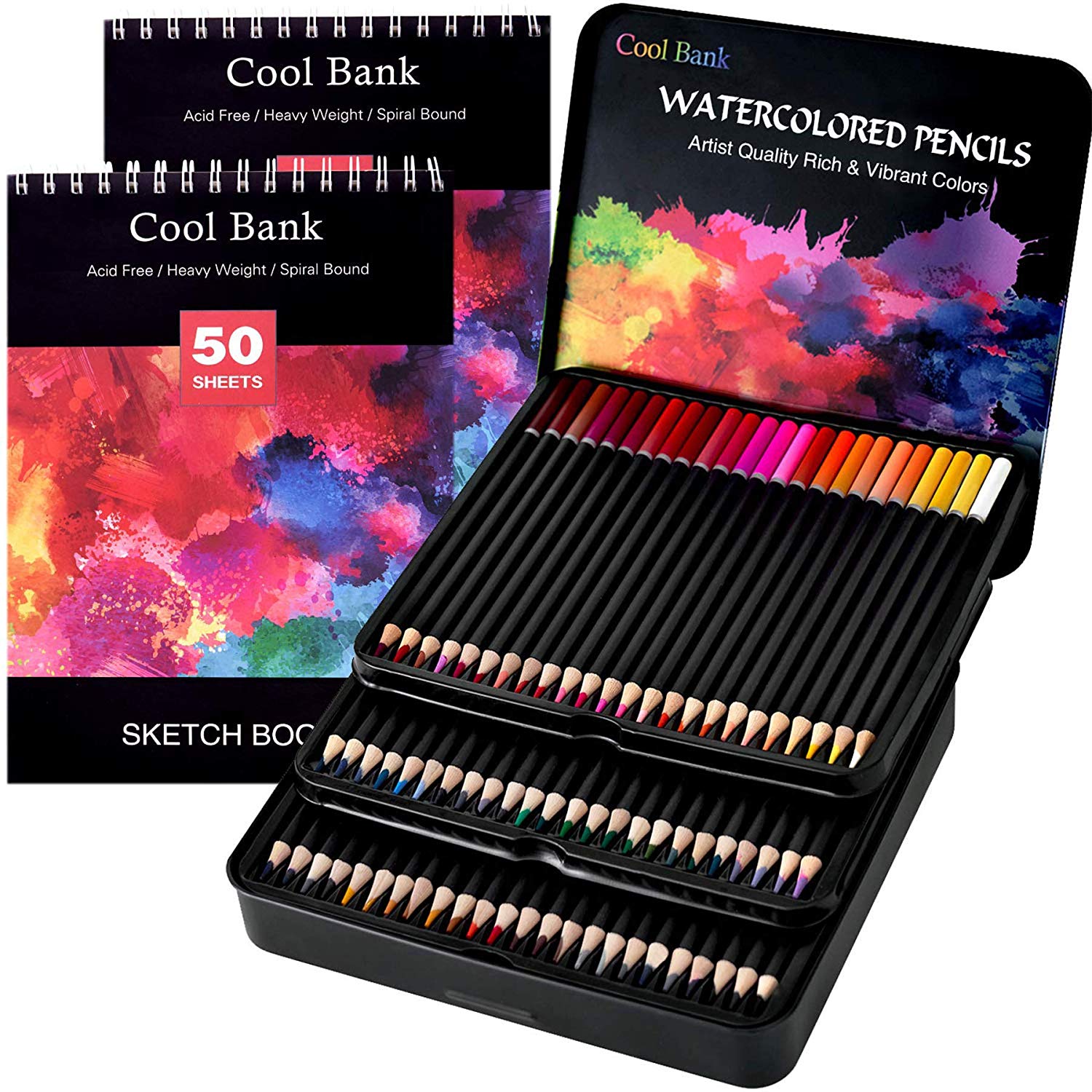 Coolbank Smooth Soft-Core Watercolor Pencils Set, 72-Count