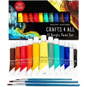 Crafts 4 ALL Non-Toxic Acrylic Paint Set For Kids, 12-Count